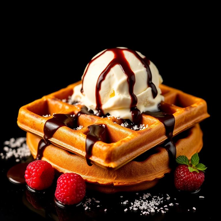 Belgian Waffle with Ice Cream